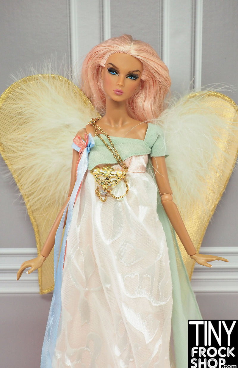 12" Fashion Doll 2006 Golden Angel Pastel and Gold Gown With Wings