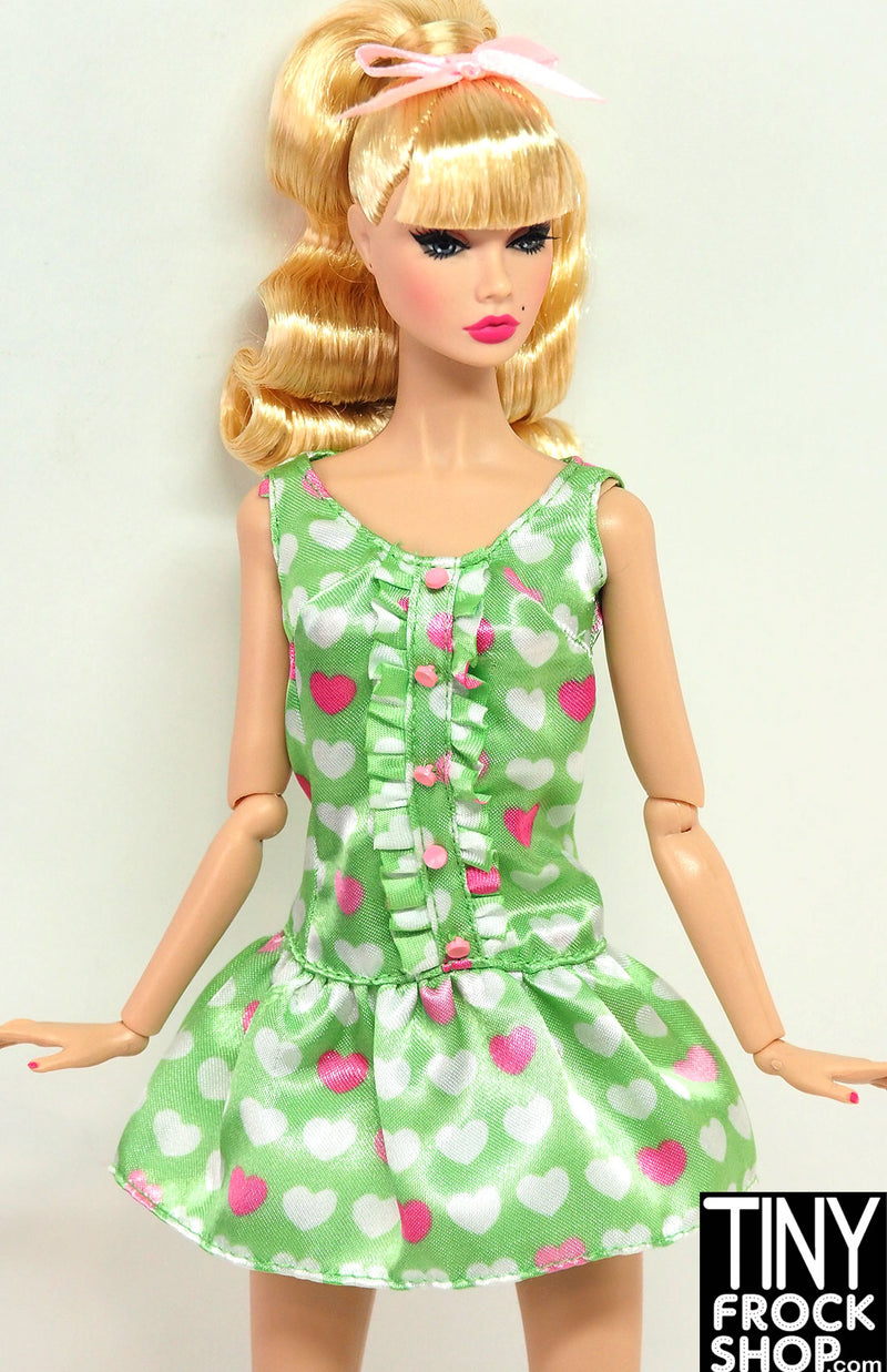 12" Fashion Doll 2007 Green Heart Satin Dress