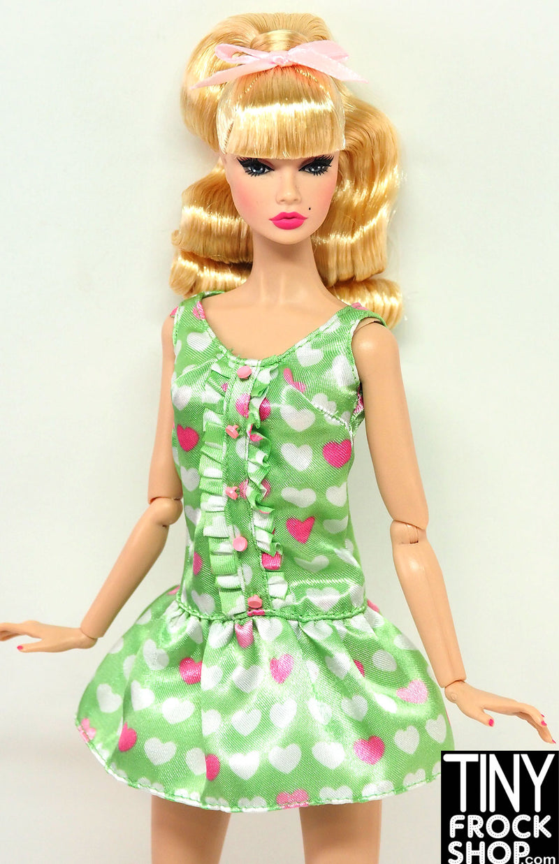 12" Fashion Doll 2007 Green Heart Satin Dress