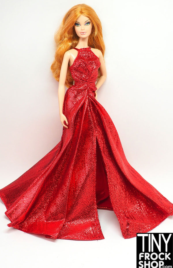 12" Fashion Doll 2017 Holiday Red Metallic Gown