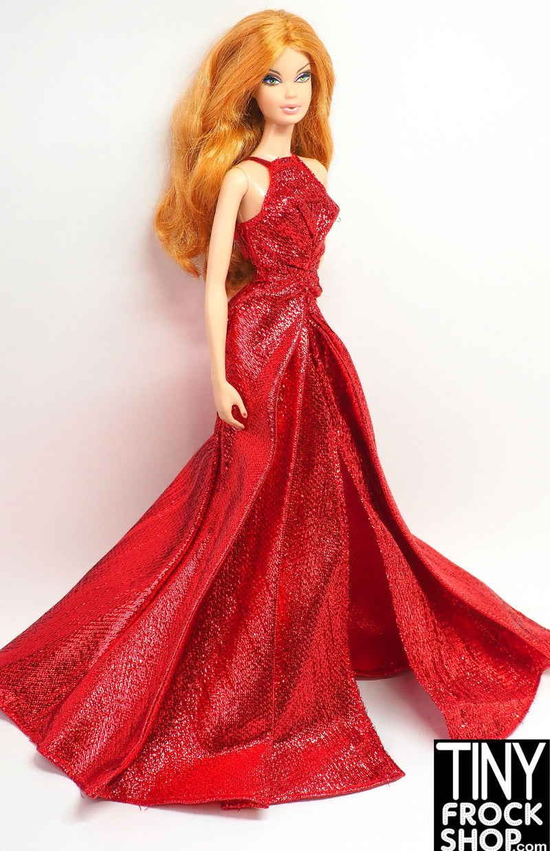 12" Fashion Doll 2017 Holiday Red Metallic Gown