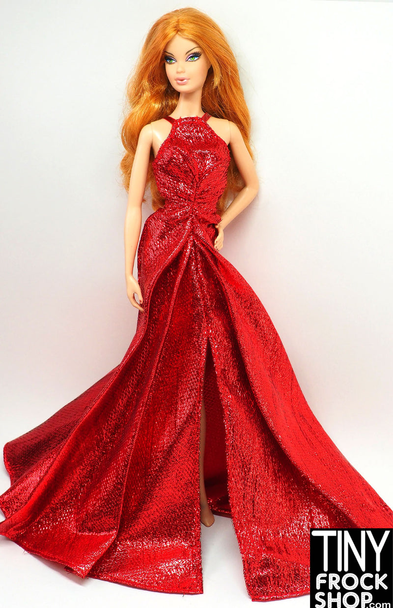 12" Fashion Doll 2017 Holiday Red Metallic Gown