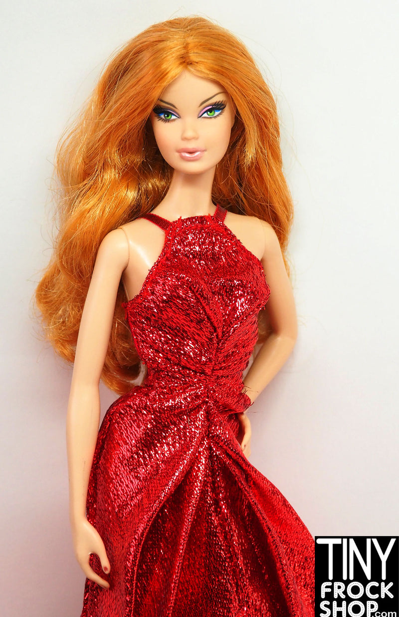 12" Fashion Doll 2017 Holiday Red Metallic Gown