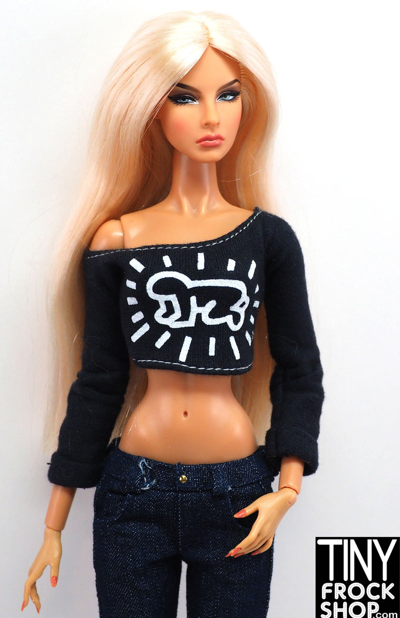 12" Fashion Doll 2019 Pop Art Haring Black Graphic Off Shoulder Top