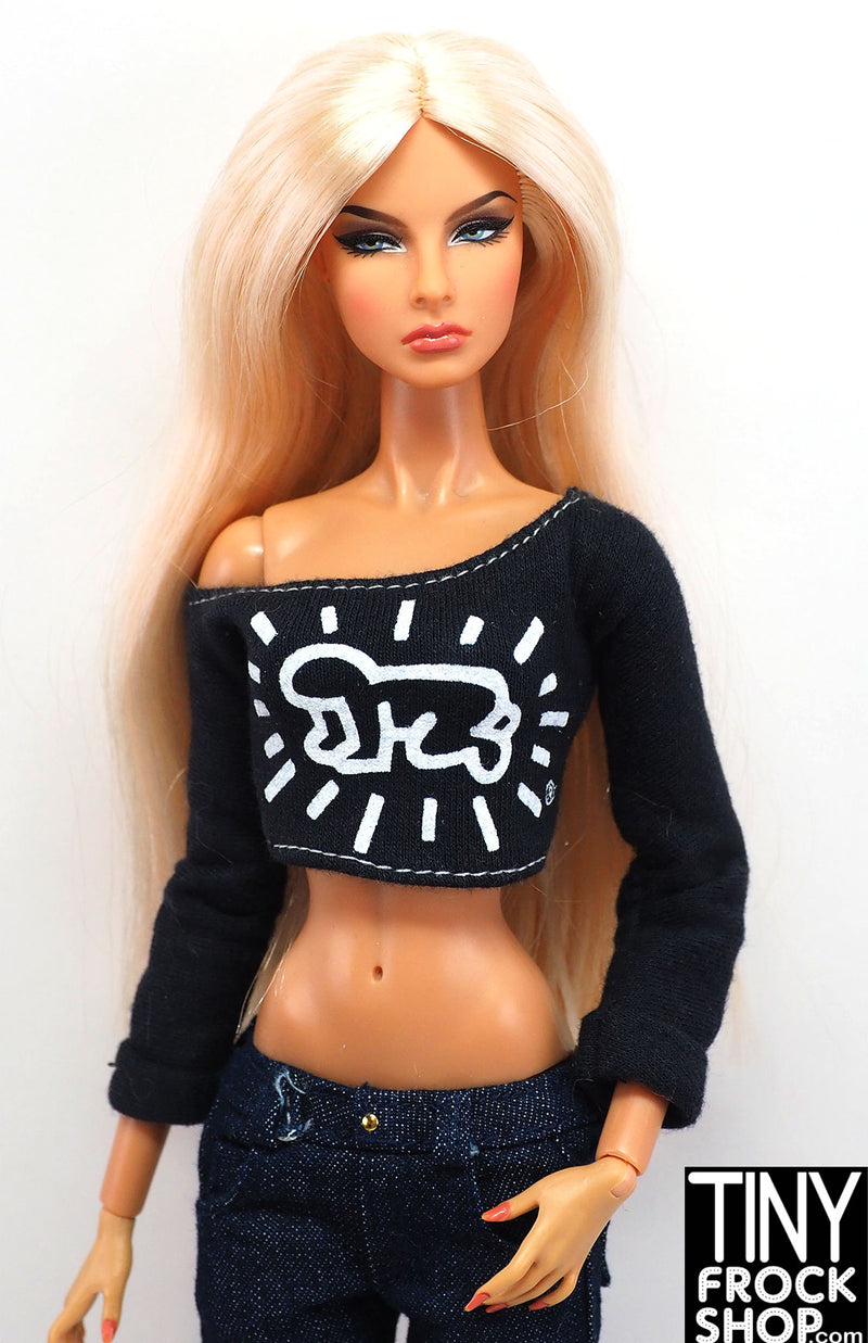 12" Fashion Doll 2019 Pop Art Haring Black Graphic Off Shoulder Top