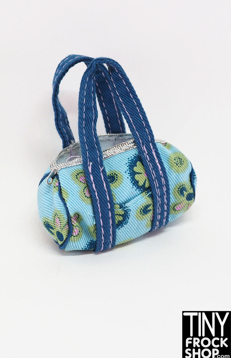 12" Fashion Doll  Blue Floral Duffel