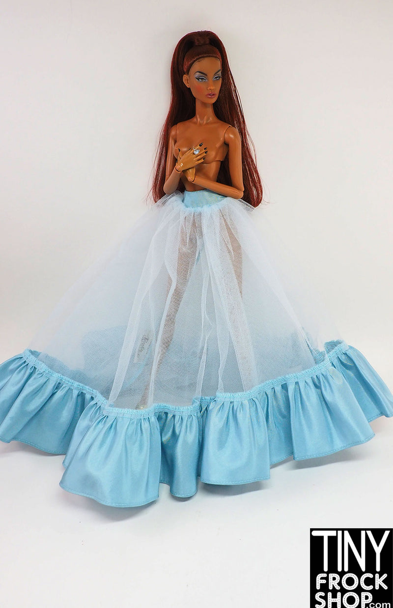 12" Fashion Doll Collector Blue and White Sweep Crinoline