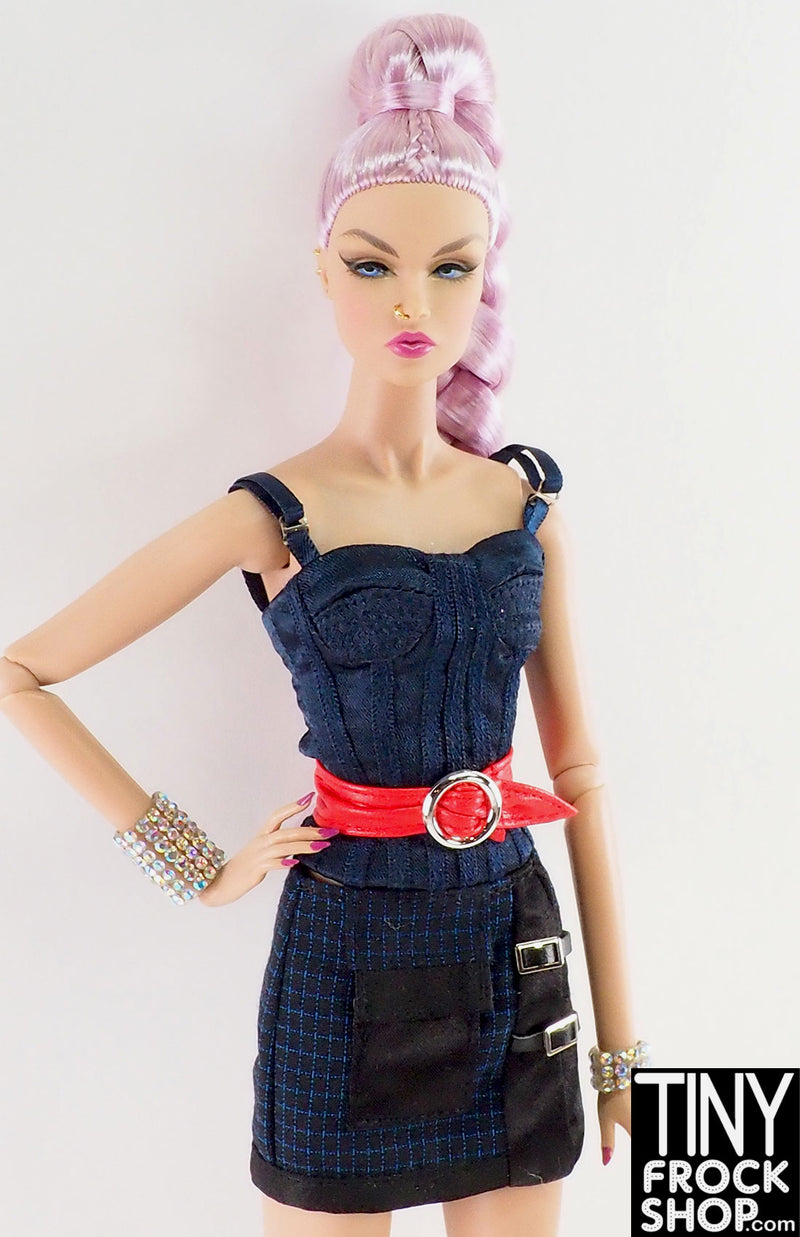 12" Fashion Doll Red Vinyl Scrunch Belt