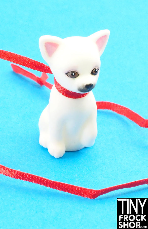 12" Fashion Doll  White Small Dog with Red Leash