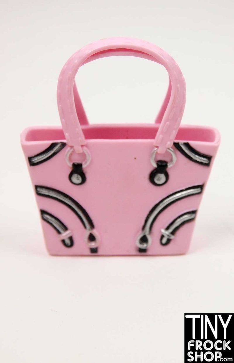 12" Fashion Doll  Faux Zipper Pink Tote Bag