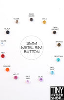 3mm Metal 12" Fashion Doll Super Mini 2 Hole Buttons - Pack of 10 Buttons