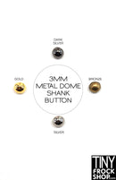 3mm 12" Fashion Doll Metal Shank Buttons - Set of 4