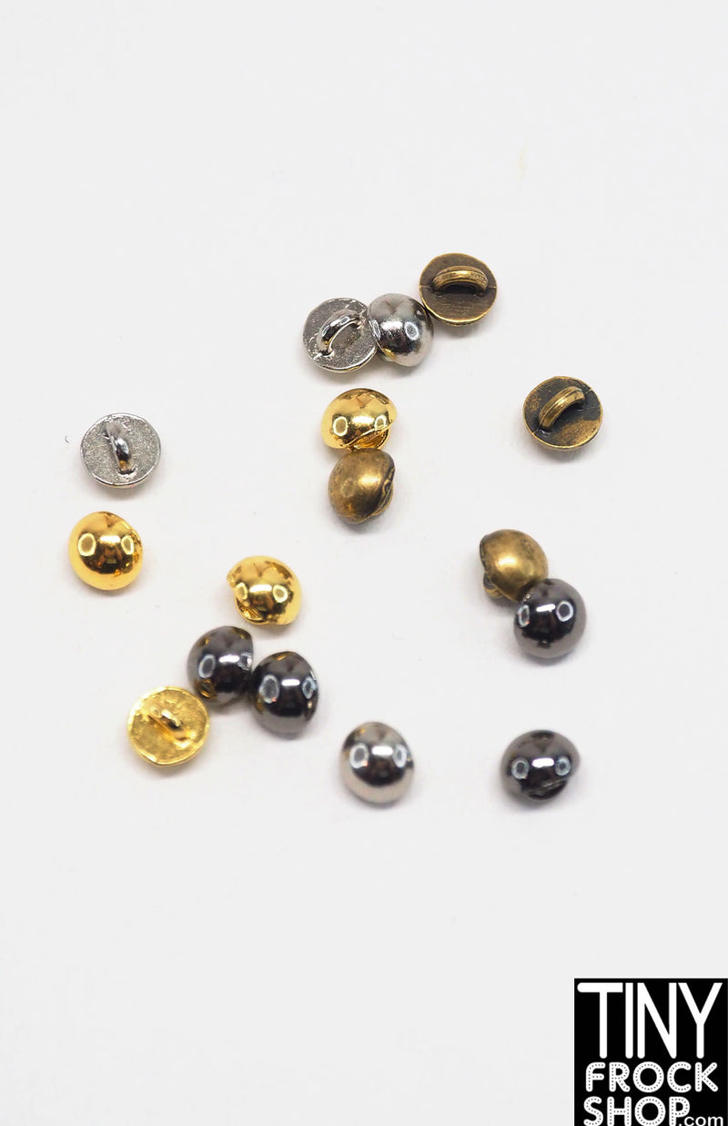 3mm 12" Fashion Doll Metal Shank Buttons - Set of 4