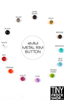 4mm Metal 12" Fashion Doll Super Mini 2 Hole Buttons - Pack of 10 Buttons