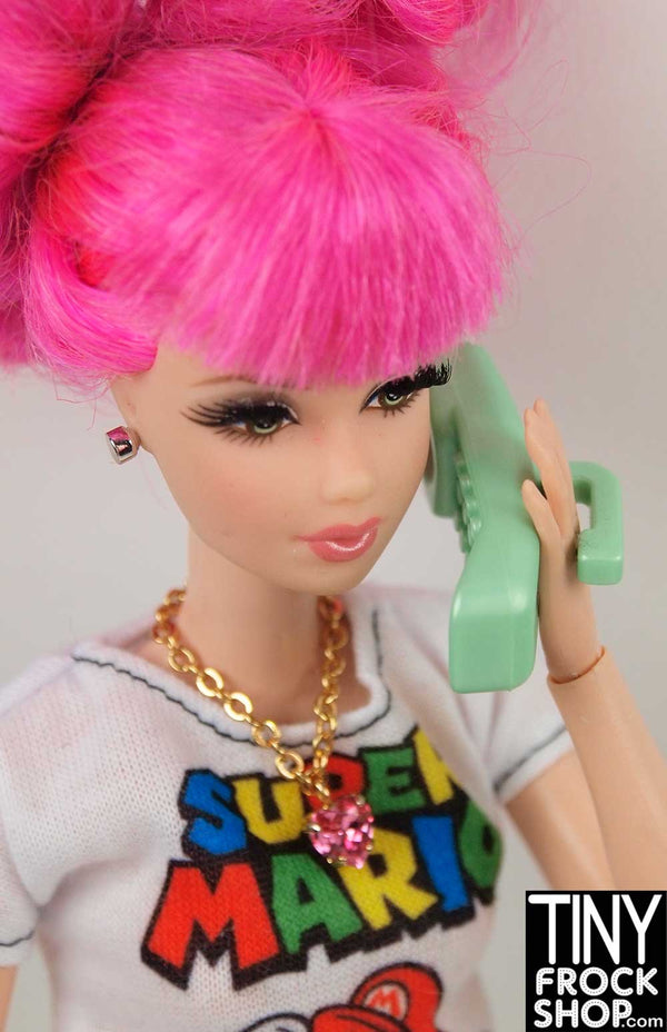 12" Fashion Doll Black 90's Cordless Black Phone