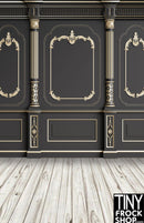 A-420 12" Fashion Doll Photography Backdrop - Wide - Black and Ivory Wall