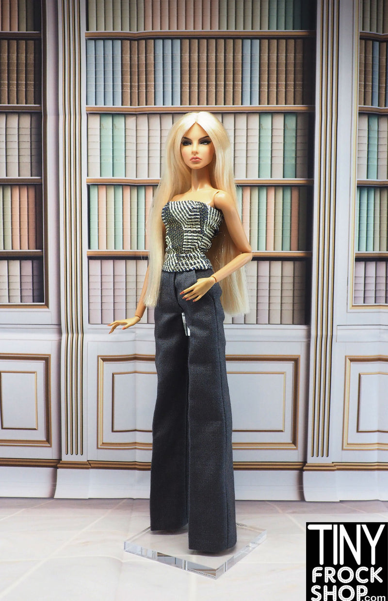 A-427 12" Fashion Doll Photography Backdrop - Wide -Pastel Bookshelf
