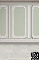 A-428 12" Fashion Doll Photography Backdrop - Wide -Sage Paneling