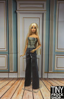 A-430 12" Fashion Doll Photography Backdrop - Wide - Blue and Gold Doorway