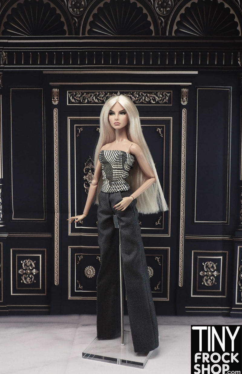 A-432 12" Fashion Doll Photography Backdrop - Wide - Charcoal Doorway