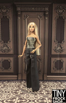 A-434 12" Fashion Doll Photography Backdrop - Wide - Brown Ornate Panel Wall