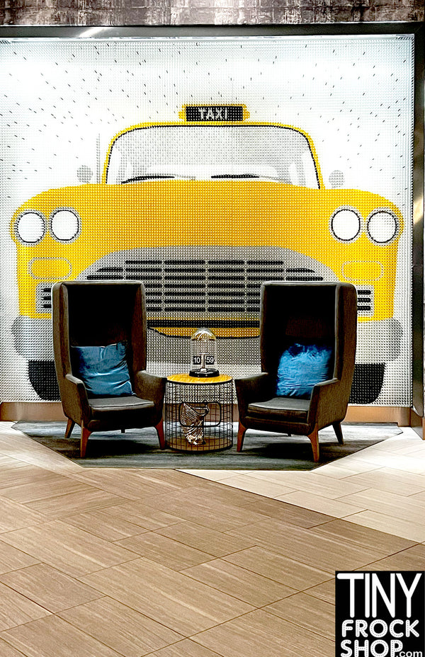 A-466 12" Fashion Doll Photography Backdrop - Wide - Taxi Hangout