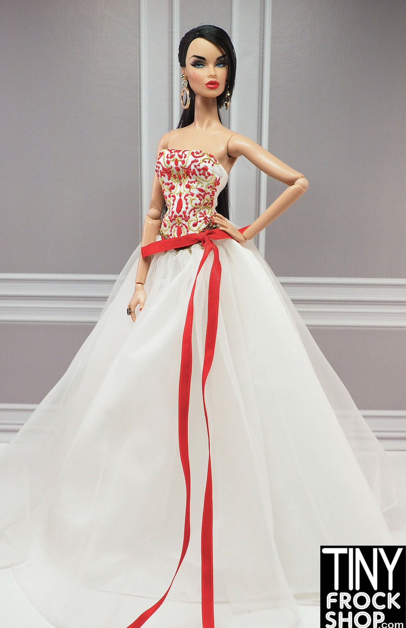 Barbie® 2010 Holiday Red, Gold and White Gown