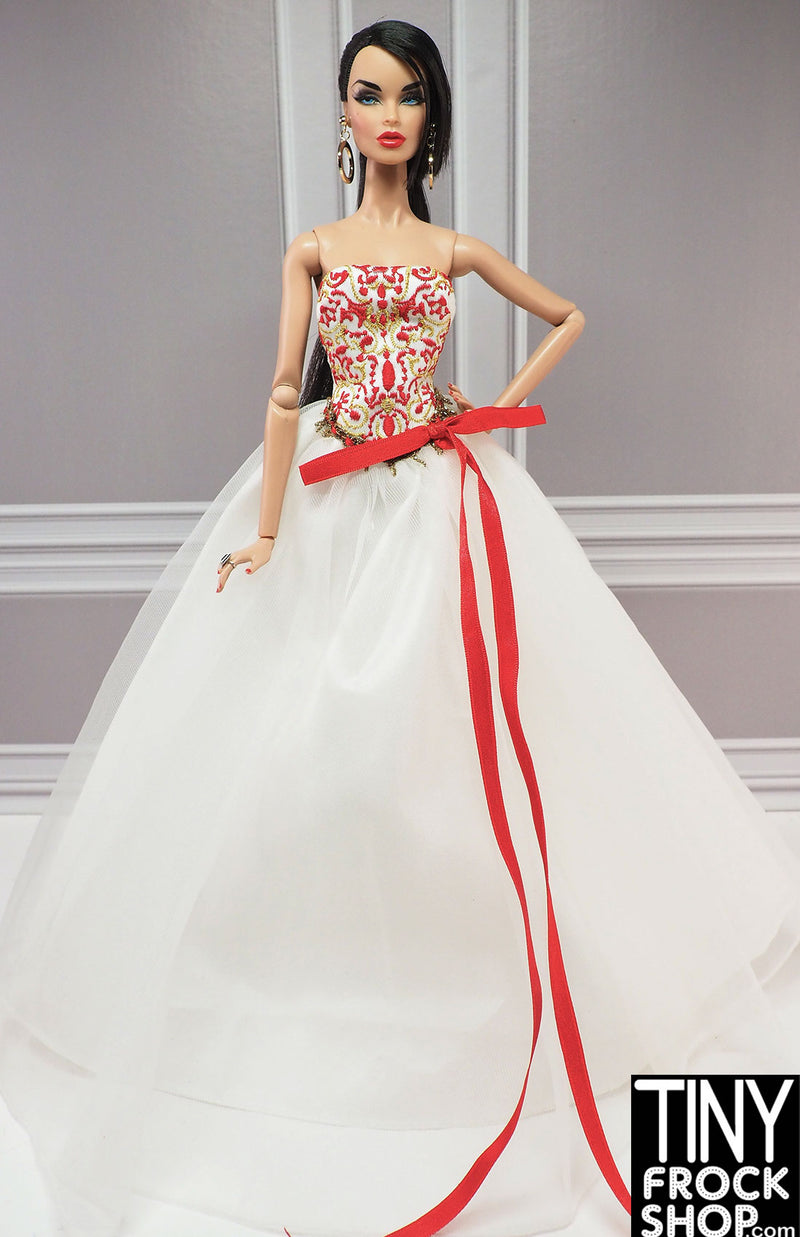 Barbie® 2010 Holiday Red, Gold and White Gown