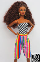 12" Fashion Doll BMR 1959 Colorful Striped Long Shorts - Tiny Frock Shop