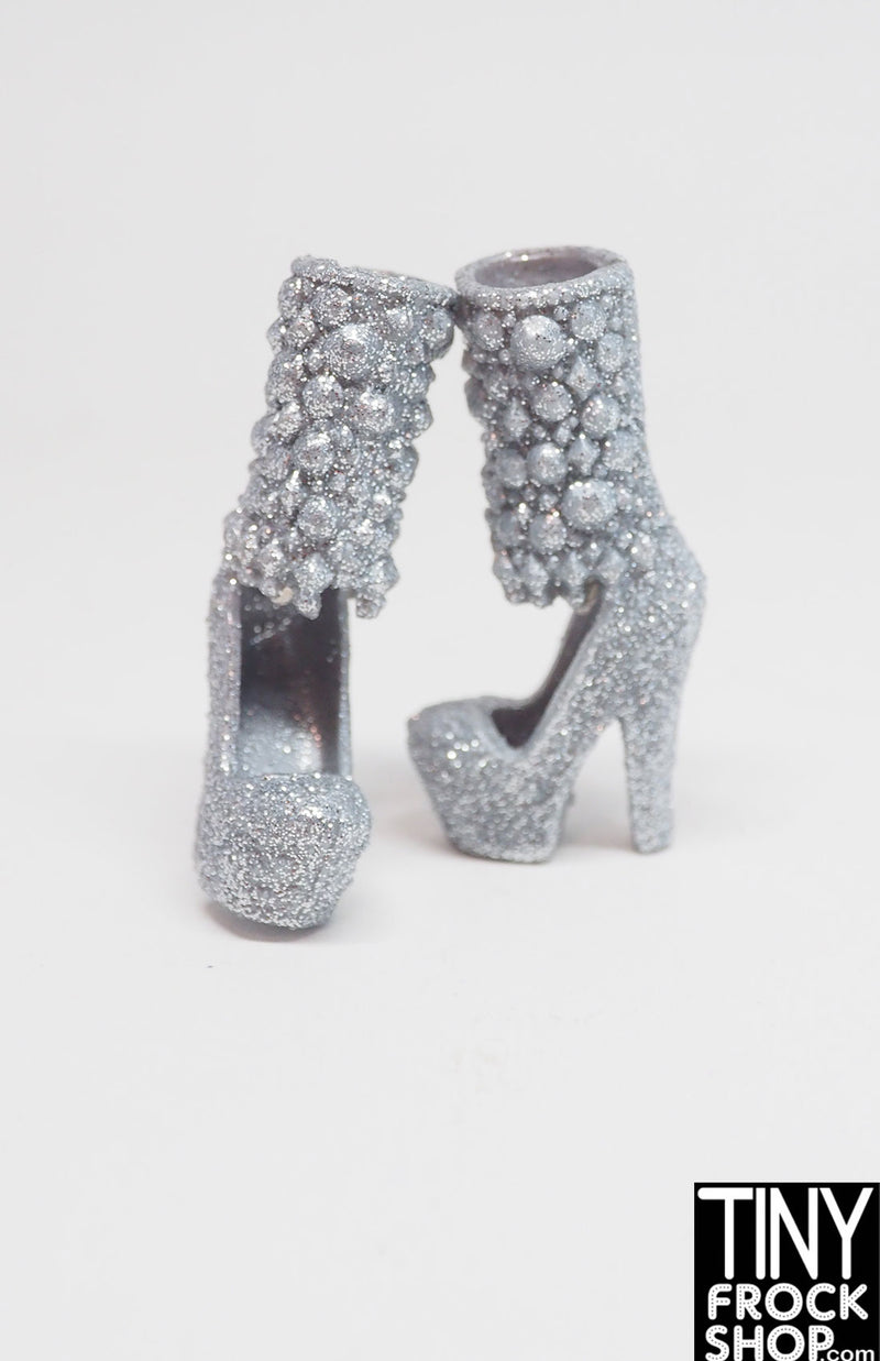 Barbie® Silver Glitter Tall Gem Look Boots
