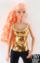 12" Fashion Doll Gold Sequinned Cami Top - Tiny Frock Shop