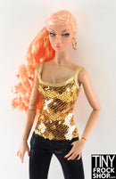 12" Fashion Doll Gold Sequinned Cami Top - Tiny Frock Shop