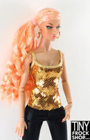 12" Fashion Doll Gold Sequinned Cami Top - Tiny Frock Shop