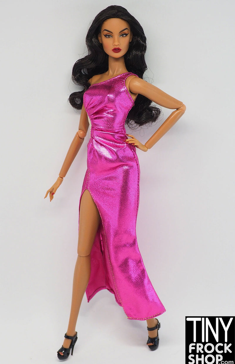 Barbie® Half Moon Metallic Hot Pink Knit Dress