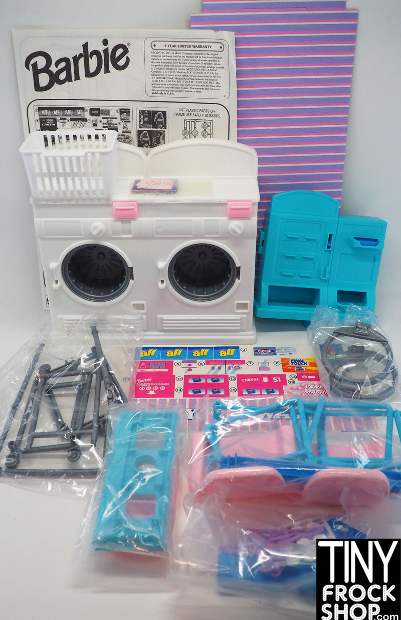 Barbie Doll Laundry Day Routine - Toy Washing Machine Laundry Mat Playset 