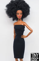 12" Fashion Doll Black Knit Strapless Dress - Tiny Frock Shop