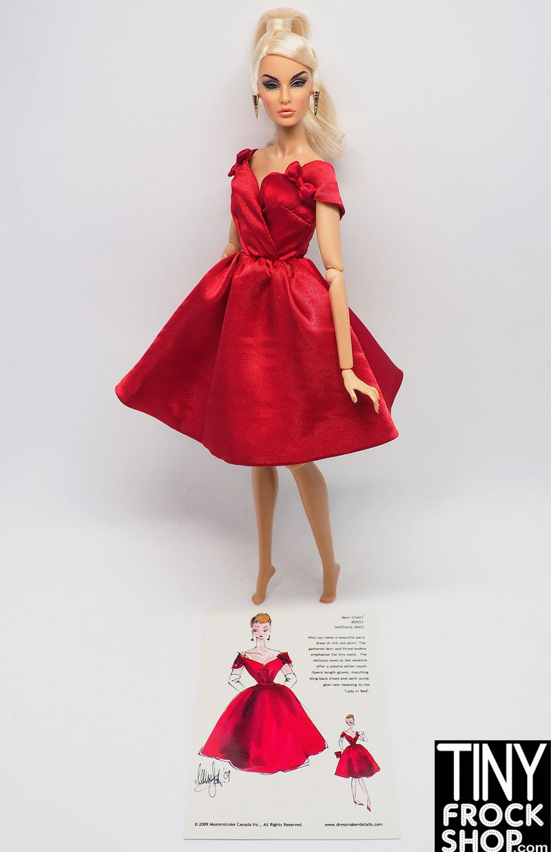 Dressmaker Details Red Satin Bow Dress with Card