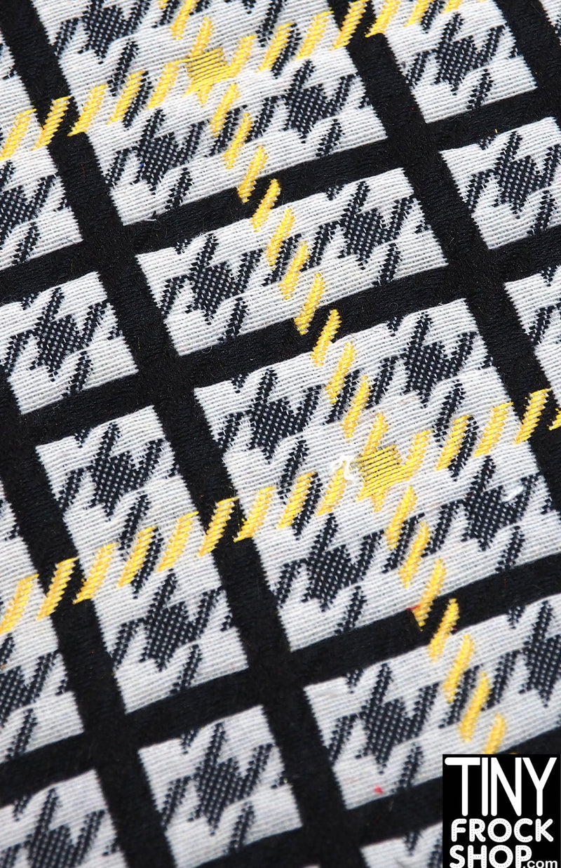 12" Fashion Doll F0198 Black with Yellow Squares Fabric