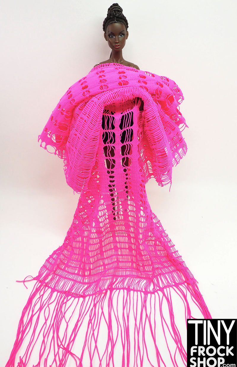 12" Fashion Doll F0201 Hot Pink with Fringe Fabric