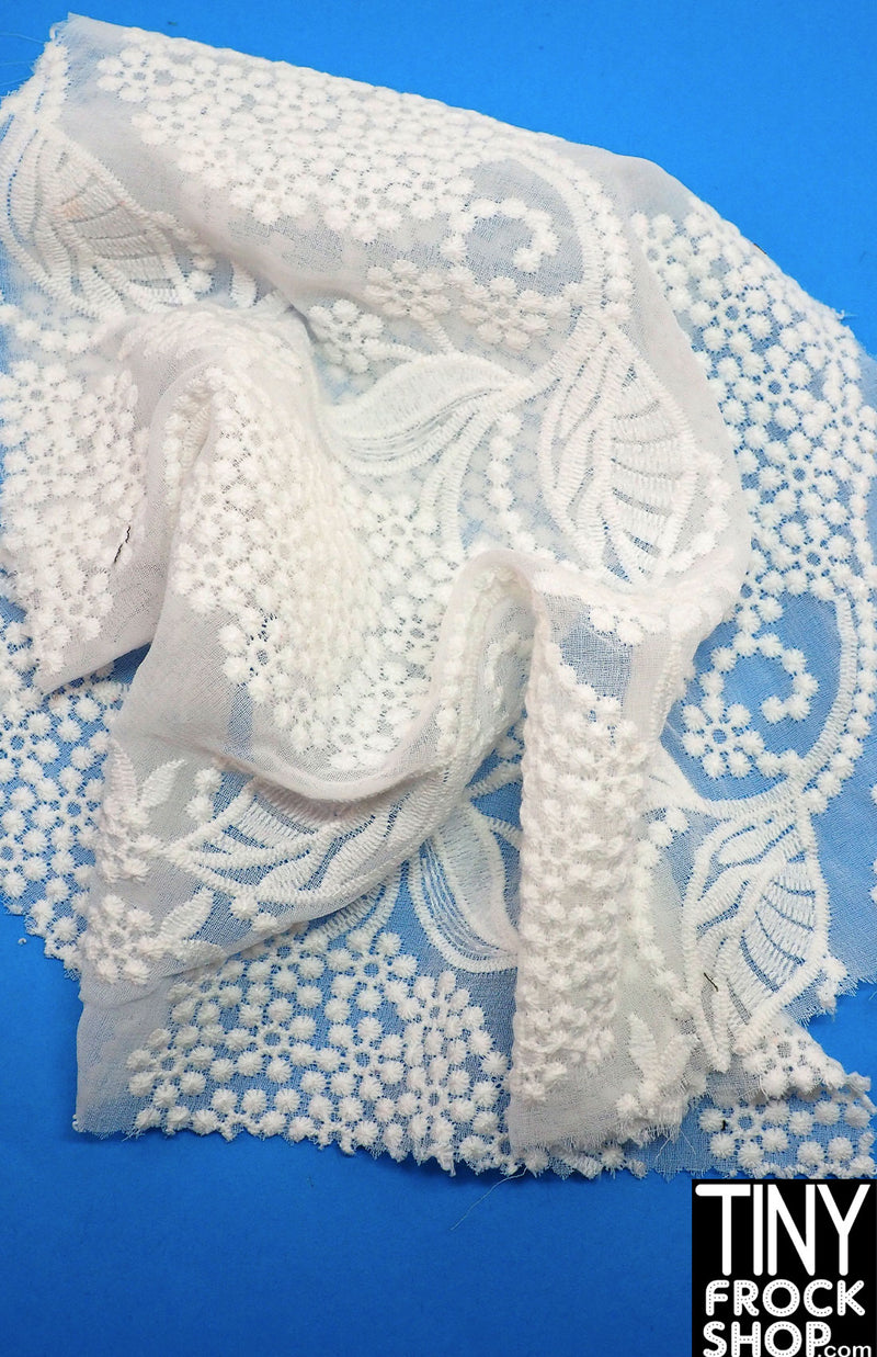 12" Fashion Doll F0207 White Sheer Flower Fabric