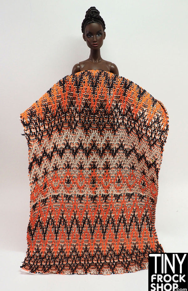 12" Fashion Doll F0208 Orange and Brown Aztec Fabric