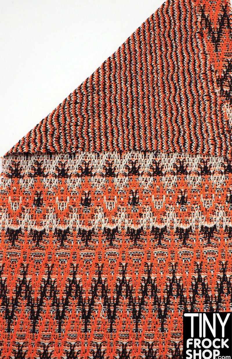 12" Fashion Doll F0208 Orange and Brown Aztec Fabric