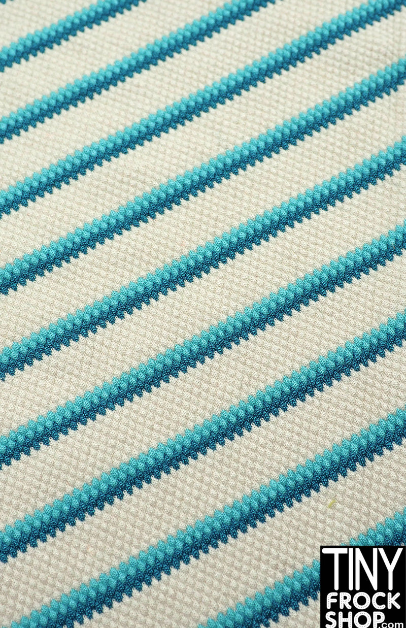 12" Fashion Doll F0211 Turquoise and Cream Stripe Fabric