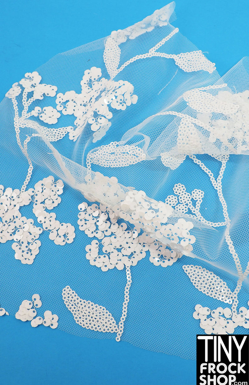 12" Fashion Doll F0281 Delicate White Sequined Lace Fabric