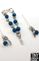 12" Fashion Doll Blue Bead Feather Necklace, Earrings and Cuff Bracelet by Pam Maness - Tiny Frock Shop