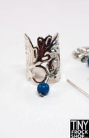 12" Fashion Doll Blue Bead Feather Necklace, Earrings and Cuff Bracelet by Pam Maness - Tiny Frock Shop