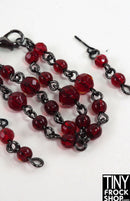 12" Fashion Doll Red Beaded Double Strand Necklace with Earrings by Pam Maness - Tiny Frock Shop
