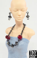 12" Fashion Doll Red Faceted Bead Necklace with Earrings by Pam Maness - Tiny Frock Shop