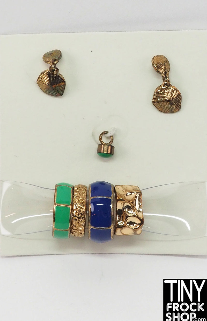 Integrity 2012 Dasha D' Amboise Infallible Blue and Gold Earring, Bracelet and Ring Set