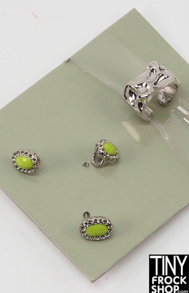 Integrity 2012 Eugenia World On A String Green and Silver Earring, Bracelet and Ring Set